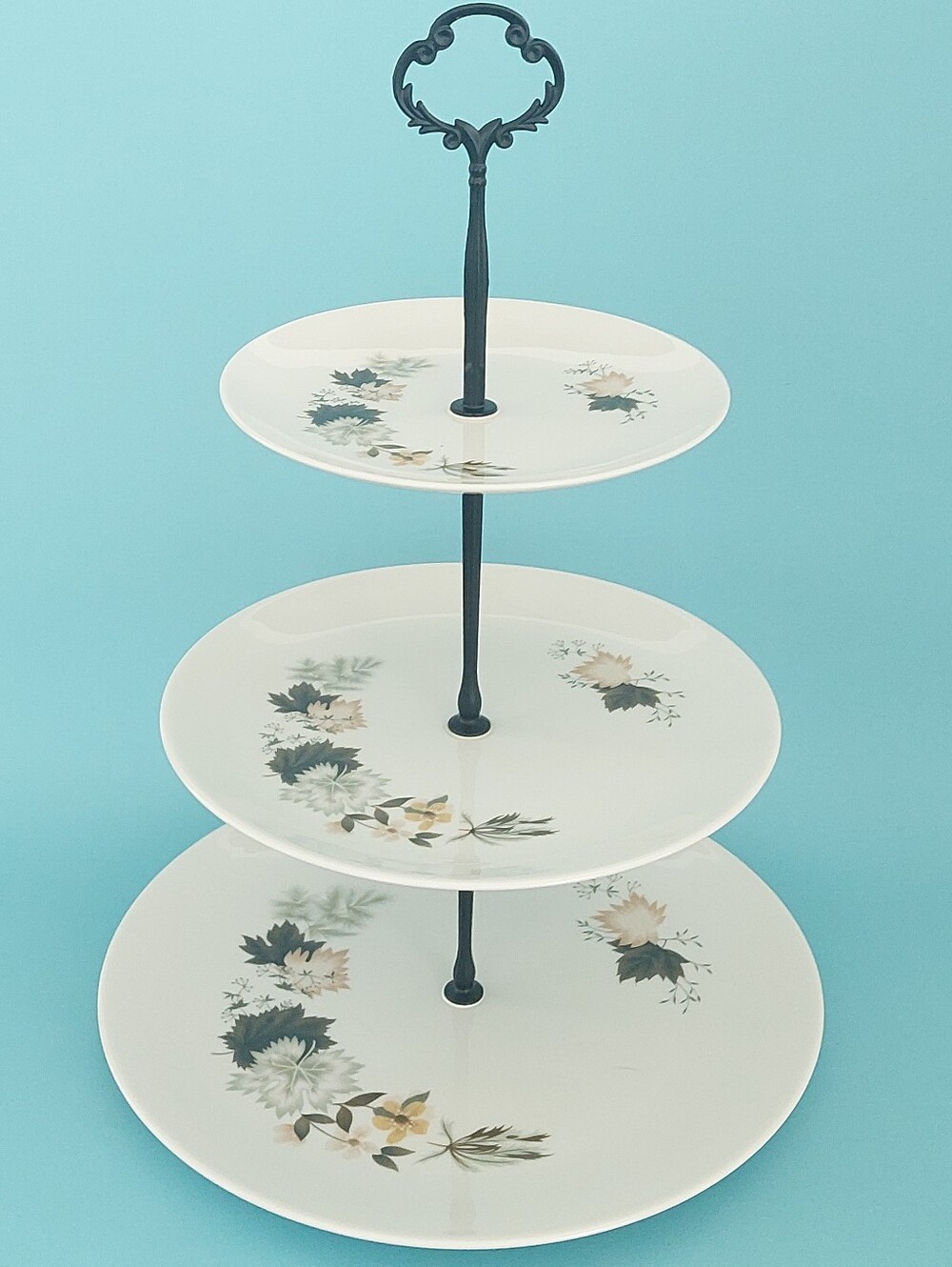 Royal Doulton Westwood 3-Tier Cake Stand Vintage China Autumn Table Decor